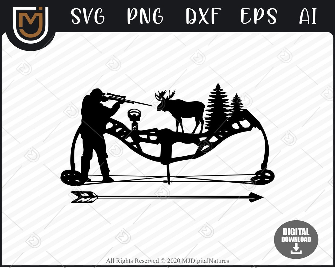 08 Compound Bow Moose Clipart Moose Svg, Archery Svg, Deer Elk Hunting