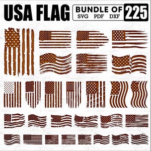 Laser Cut 225 Bundle of American Flag Svg Pdf Dxf Png - USA Flag Laser Cut, Engrave Svg, Glowforge Svg, Cnc, Digital Download