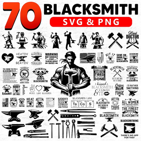 70 bestandenbundel smid SVG - smeden van SVG, smeden svg, smid SVG, smid png, bestand knippen voor vervalsers