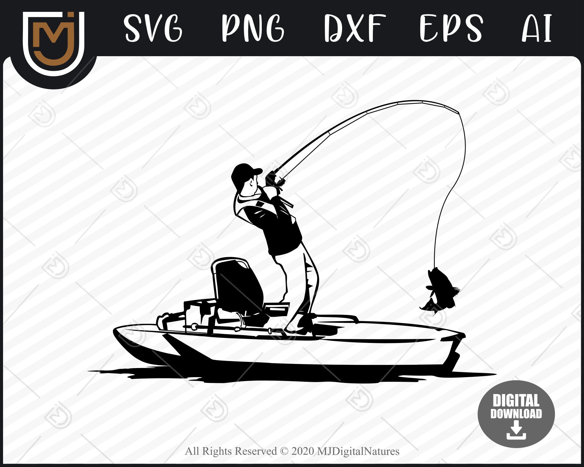 Kayak Fishing Silhouette