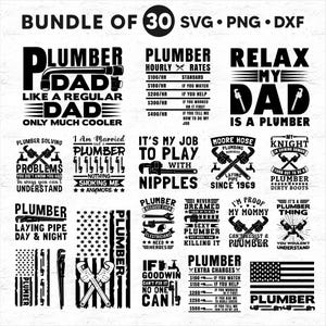 30 Bundle of Plumbing Svg - Plumber Svg, Plumber Clipart, Plumber Png, Plumber Tools Svg, Vector, Silhouette, instant download