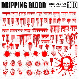 100 Bundle of Red Blood Svg Files - dripping svg files, Blood Clipart, Blood Cut File, horror svg, dripping png, Instant Download