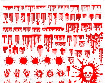 100 Bündel rotes Blut Svg Dateien - tropfende svg Dateien, Blut Clipart, Blood Cut File, Horror svg, tropfende png, Instant Download
