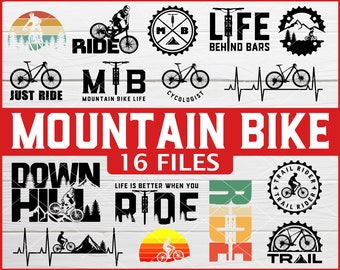 16 filer paket mountainbike svg - mountainbike svg, cykling svg, cyklist svg för cyklist