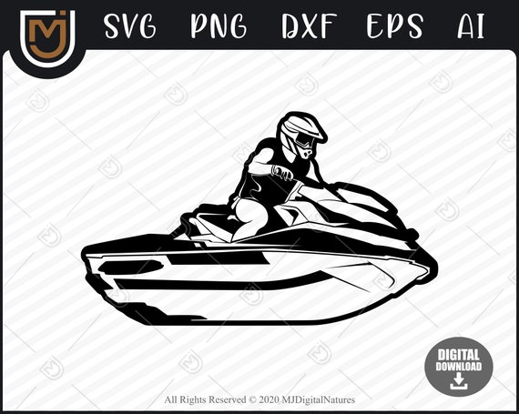 Cut File for Beach Lovers PNG Clipart Beach Svg Jet Ski SVG Files Skier #03 Ocean Svg Summer Svg