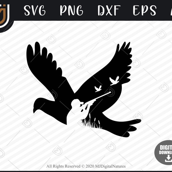 Hunter Dove Clipart - Dove SVG, Dove Hunting Svg, Dove Cut File, Bird Hunting SVG for Hunters