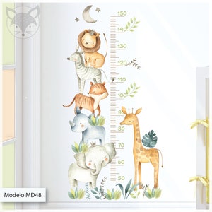 Wall height chart, woodland wall decal, forest wall decal, animals growth chart, growth chart decal, safari wall decal, MD48