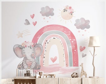 rainbow wall decal, rainbow wallpaper, pastel rainbow decal, rainbow wall sticker, nursery decor, rainbow rocker, pastel rainbow watercolor