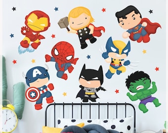 Superhero wall decal, Superhero background, superhero fabric, avengers age of ultron, superhero bedroom, avengers wall decal, PC69A