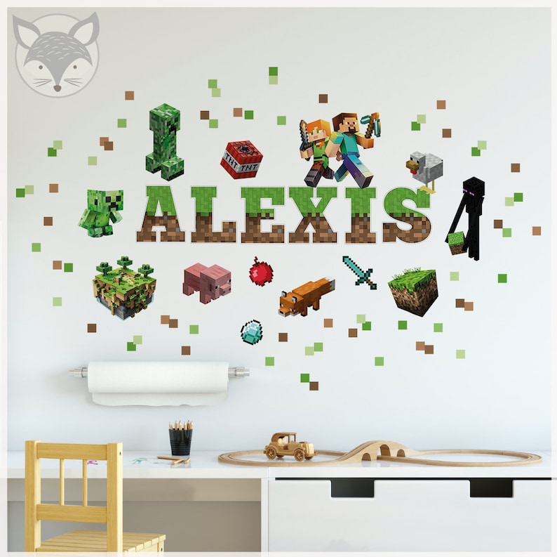 Minecraft Wall Decal, Minecraft Art, Minecraft Sticker, Minecraft Room ...