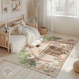 Bauernhoftier-Kinderzimmerteppich, rustikaler Scheunenhof-Kinderteppich, Bauernhof-Babyzimmerdekoration, Bauernhoftiere-Spielzimmermatte, Bodenteppich im Landhausstil, RUGREC016