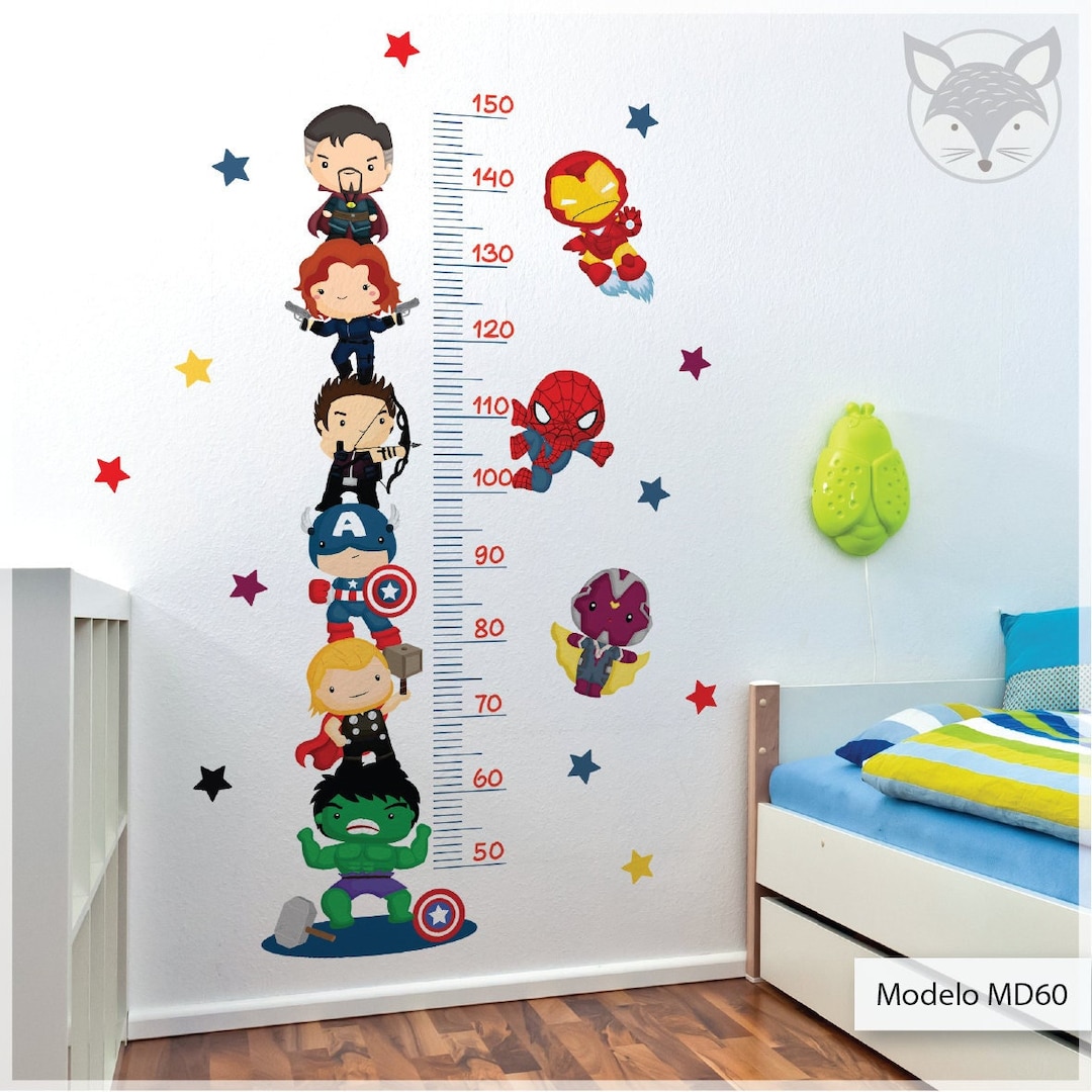 Superhero Wall Decal, Height Chart for Kids, Avengers Age of Ultron