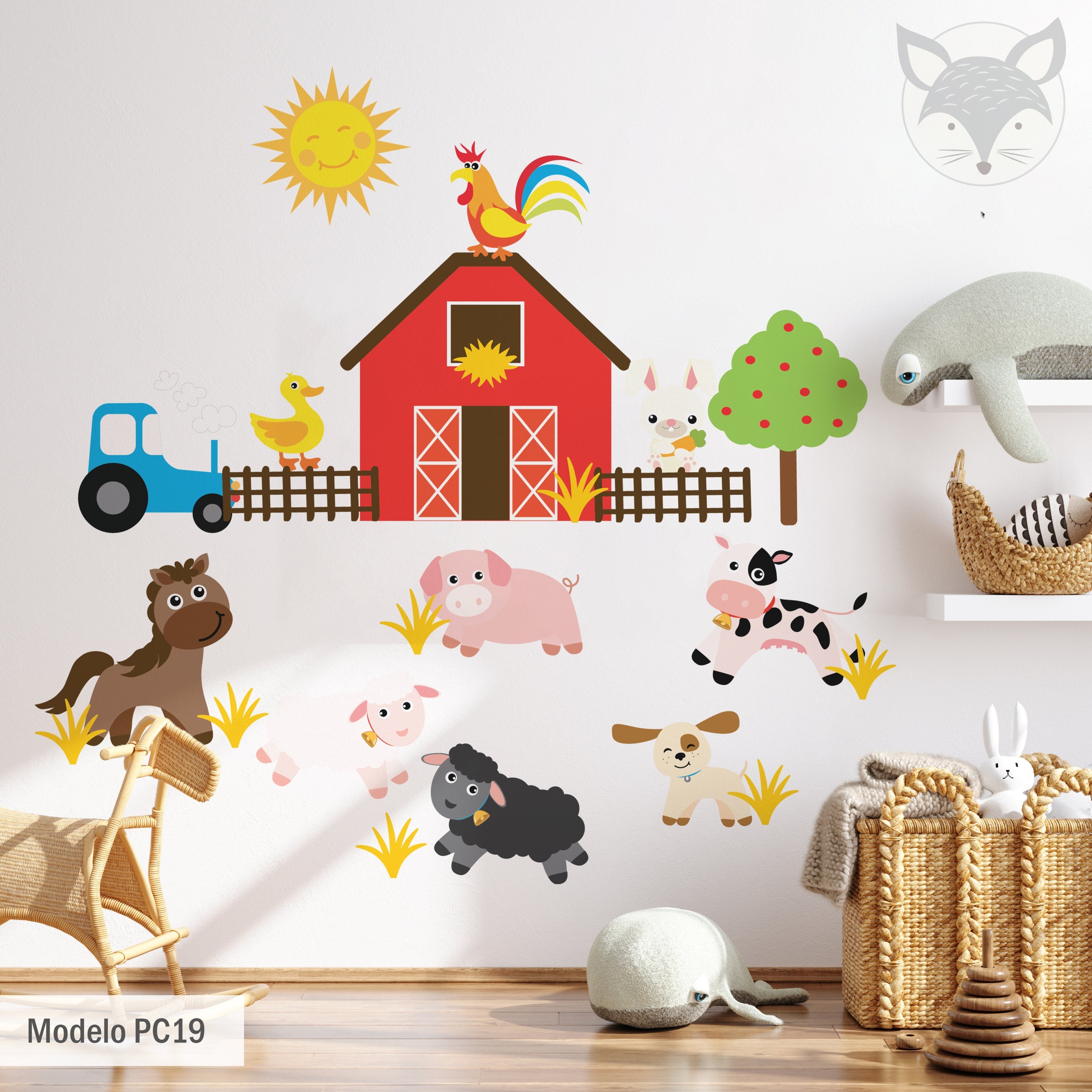 Farm Animal Wall Decal Boy Nursery Wall Decal Baby Boy Wall Etsy