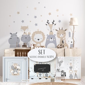 Jungle wall decal set, safari decal, animal wallpaper, jungle wallpaper, safari wall decal, jungle decal, scandinavian animals set