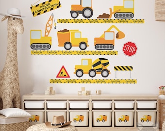 Construction Vehicles Wall Decals, Under Construction Sticker