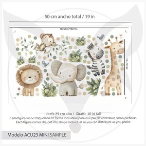 Safari Tier Wandtattoa, Dschungel Kinderzimmer Sticker, Aquarell Zoo Wandbild, Babyzimmer Dekor, Safari Vinyl Wandkunst, Kinder Dschungel Tiere 50x50cm/19x19in