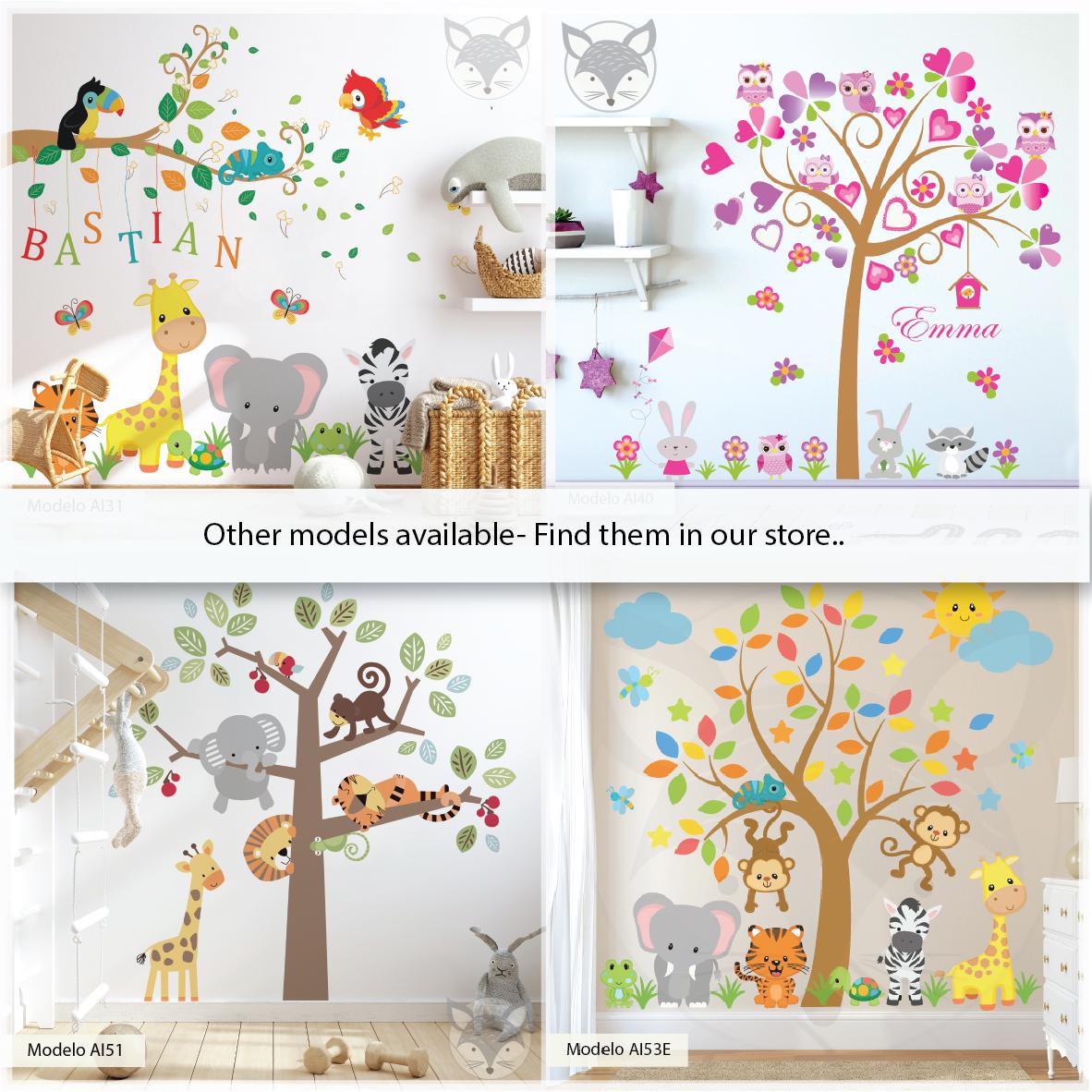 Bright Jungle Safari Wall Decal - Colorful Self-adhesive Animal ...