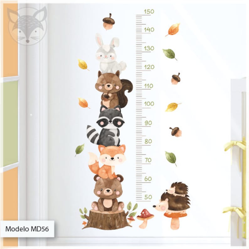Wall Height Chart Woodland Wall Decal Forest Wall Decal Etsy