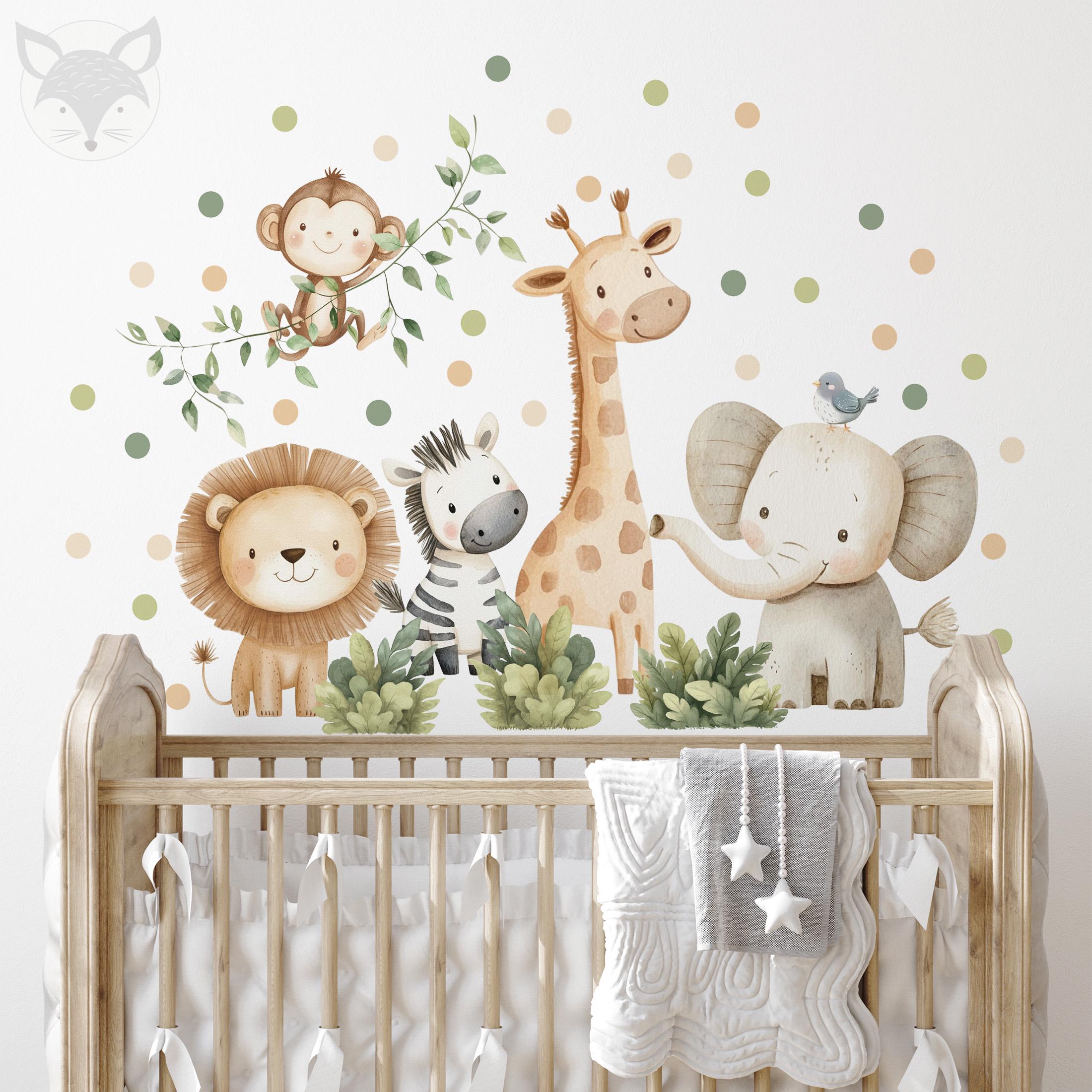Safari Wall Decals for Kids, Jungle Animal Nursery Decor, Removable ...