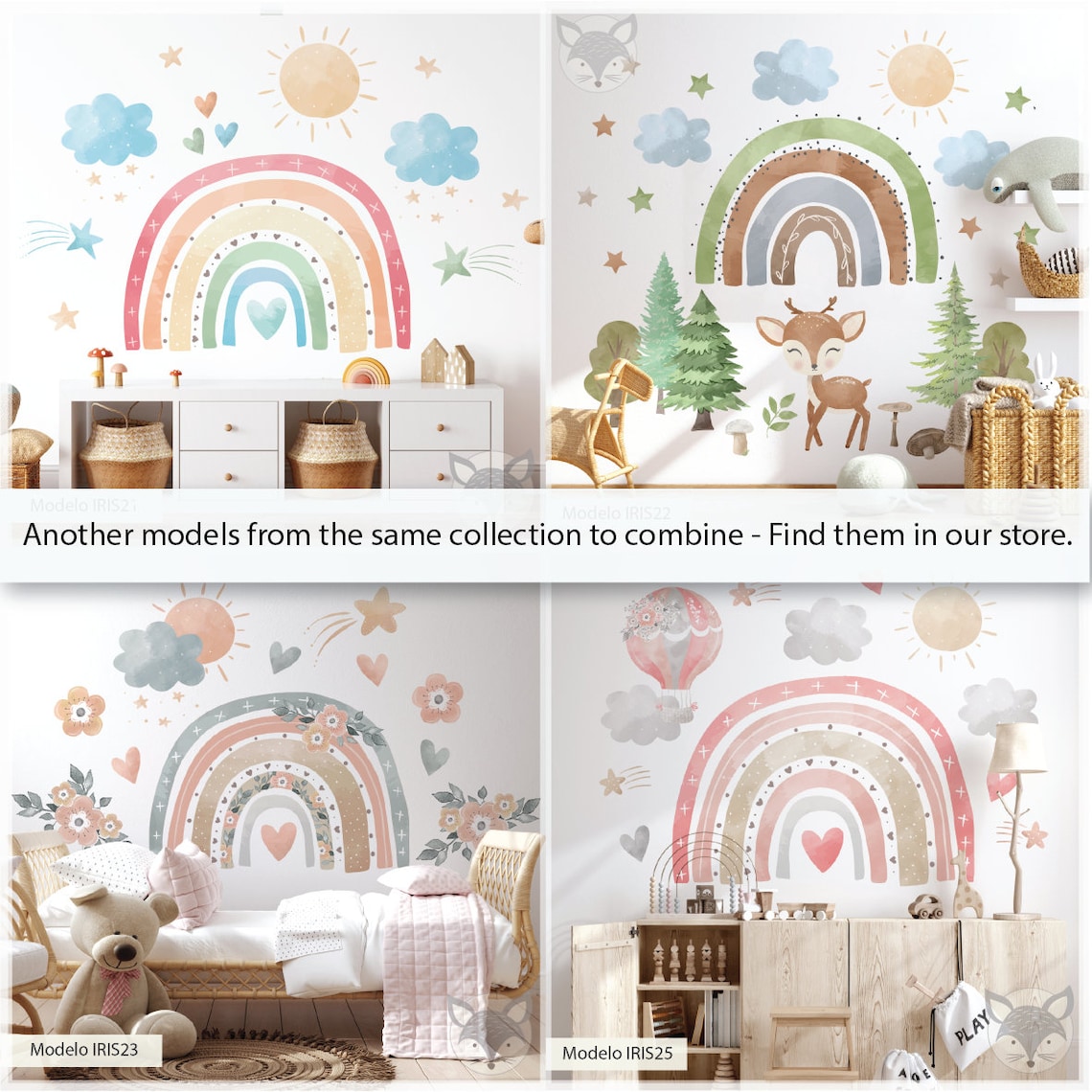 Rainbow Wall Decal Watercolor Wall Decal Rainbow Wallpaper - Etsy
