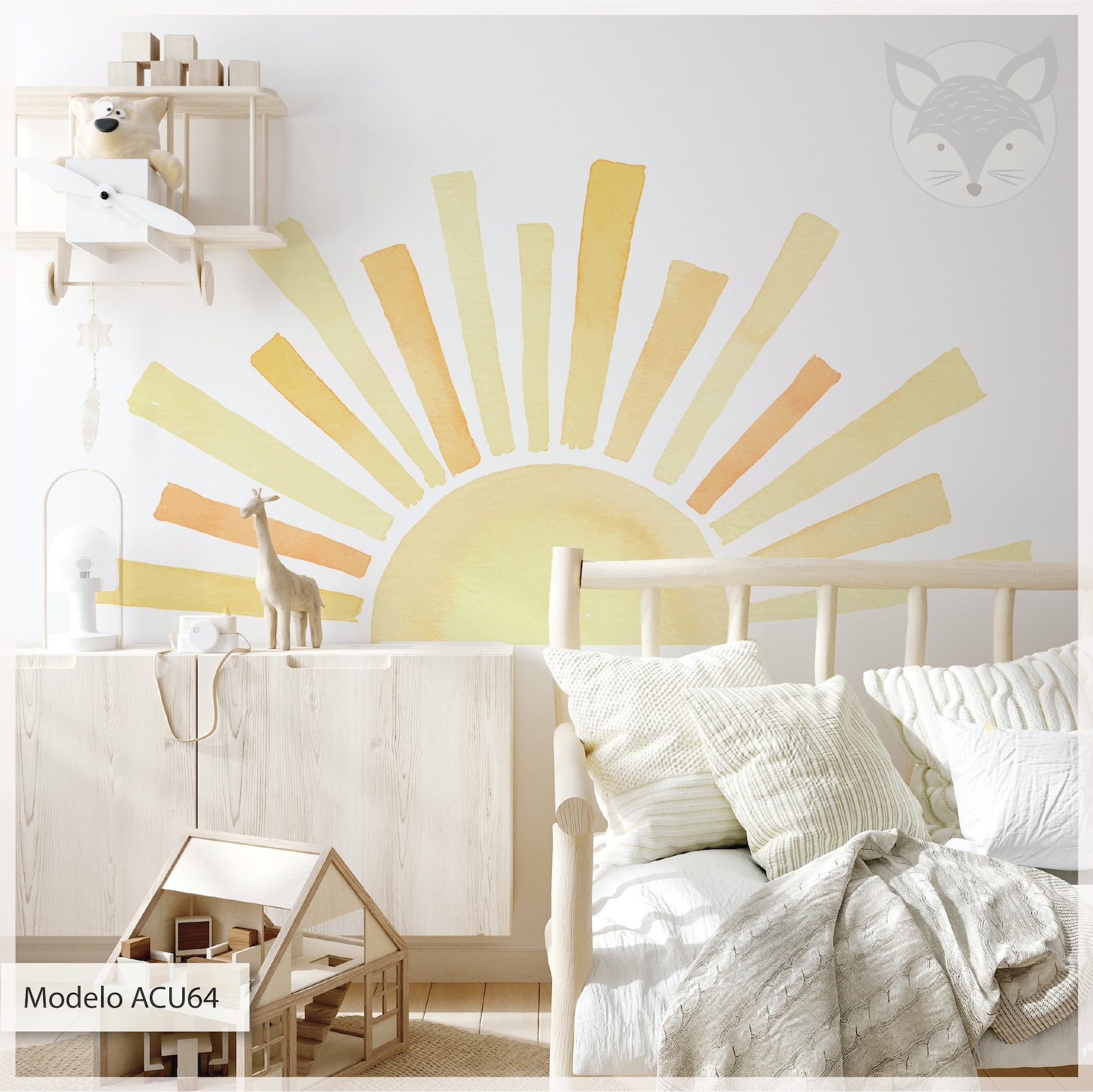 Watercolor Sun Rising Sun Wall Decal Watercolor Sun Sun Etsy
