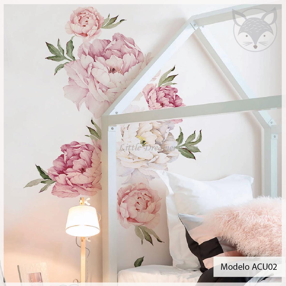 Floral Peony Wall Decal for Nursery | Large Self-adhesive Removable ...