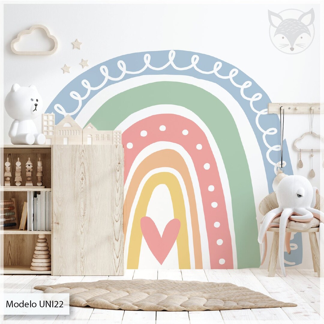Rainbow Wall Decal, Rainbow Wall Sticker, Boho Wallpaper, Rainbow ...