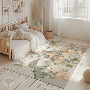 Dinosaurier-Teppich für Kinderzimmer, rechteckige Spielmatte, Dinosaurier-Kinderzimmerdekoration, Vulkan und prähistorische Szene, weicher, leichter Teppich RUGREC017