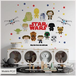 Star Wars Wall Decal, Nursery Vinyl Stickers, Cute Star Wars Characters, Baby Room Decor, Jedi Theme Wall Art, Star Wars nursery decal