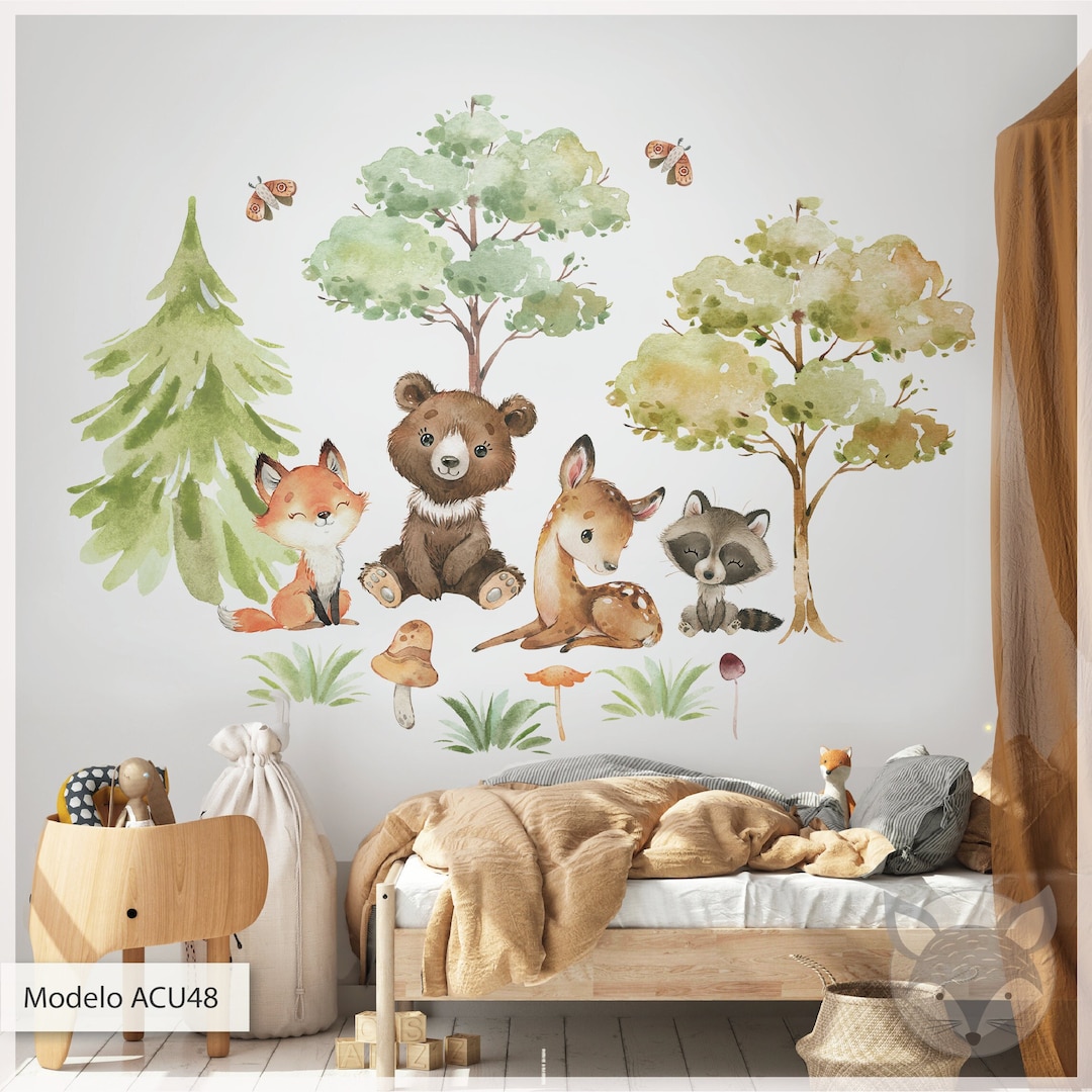 Forest Animal Wall Decal, Woodland Nursery Decor, Cute Animal Sticker ...