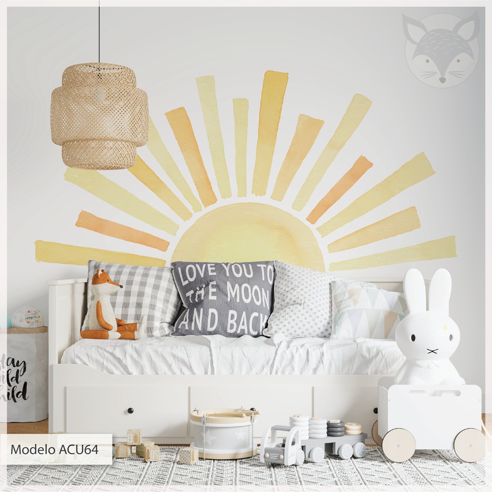 Watercolor Sun Rising Sun Wall Decal Watercolor Sun Sun Etsy