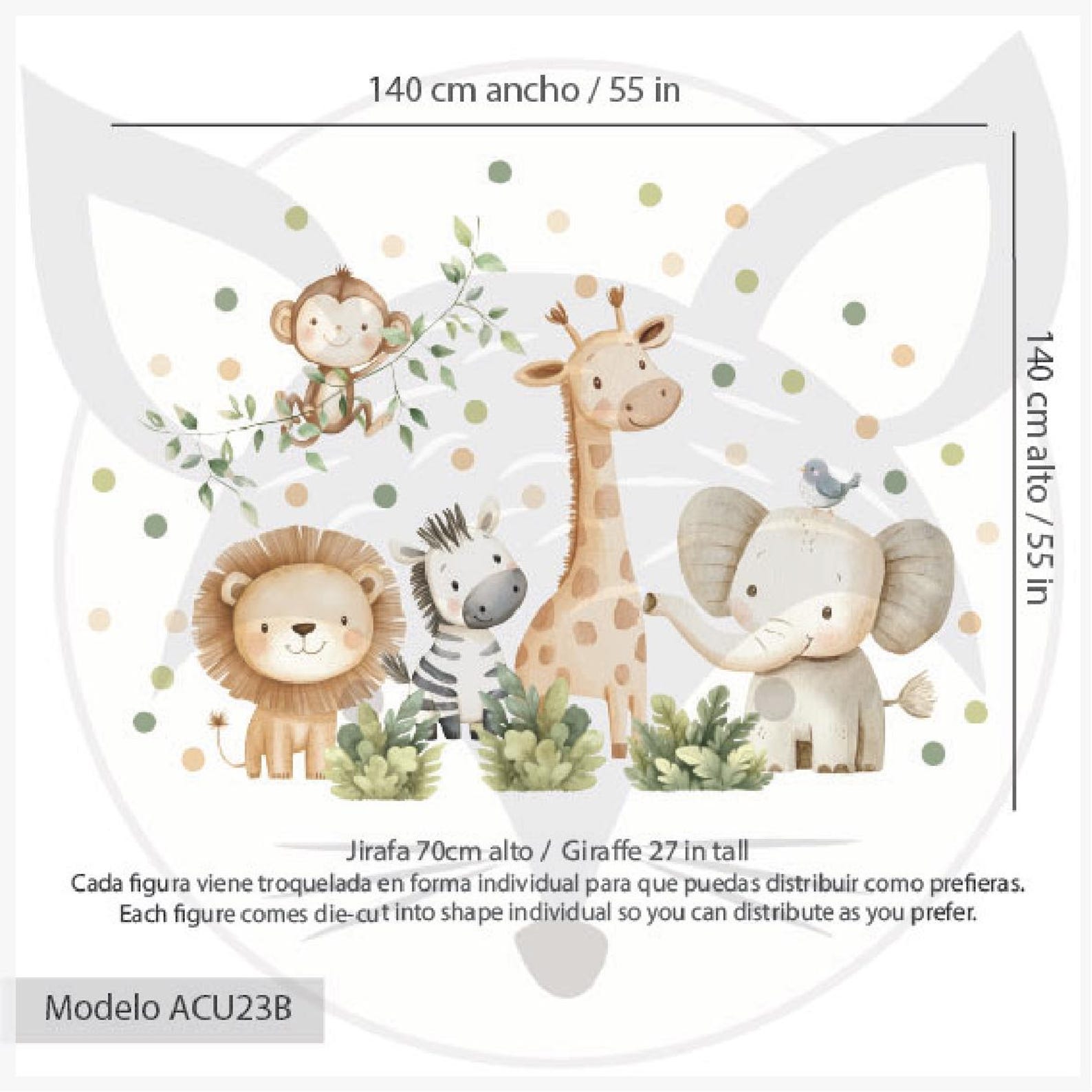 Safari Wall Decals for Kids, Jungle Animal Nursery Decor, Removable ...