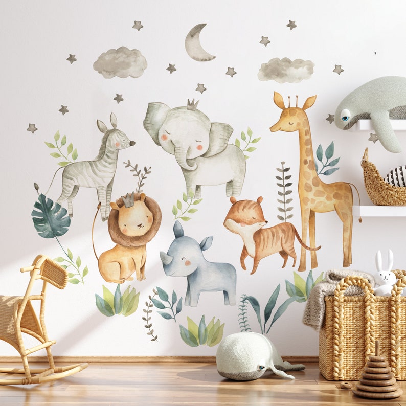Jungle Wall Decal Safari Decal Animal Wallpaper Safari Etsy