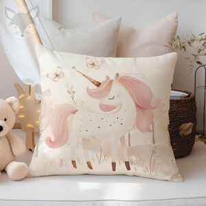 Unicorn Pillowcase for Girls, Cute Decorative Pillow Cover, Magical Unicorn Cushion, Kids Room Decor, Fairytale Bedding Accent Pillowcase005