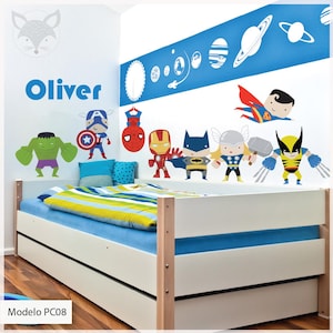 Superhero Wall Decal Set, Kids Room Decor, Hero Theme Stickers, Boys Room Wall Art, Superhero Growth Chart, Chalkboard Decal, Door Name Sign