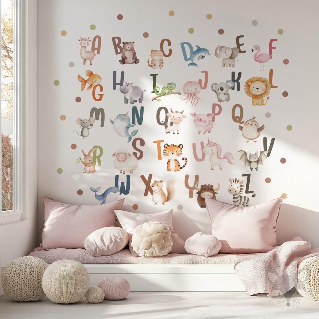 Alphabet Learning Wall Decal, ABC Animal Wall Chart for Toddlers ...