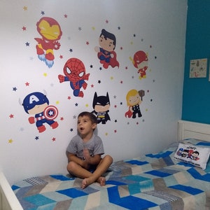 Superhero wall decal, Superhero background, superhero fabric, avengers age of ultron, superhero bedroom, avengers wall decal, PC69A imagen 10