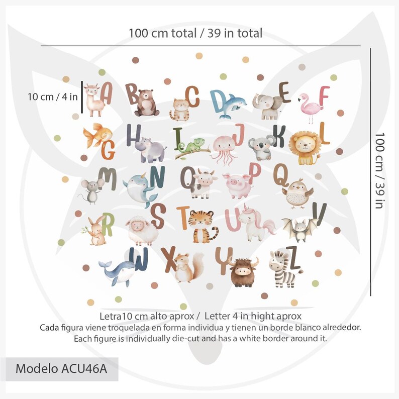 Alphabet Animals Wall Decal for Nursery, ABC Animal Wall Stickers ...