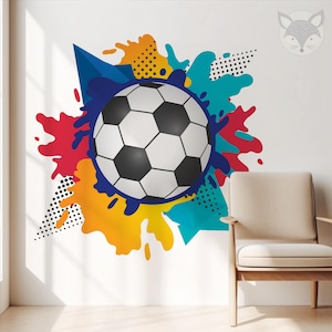 Soccer Wall Decals, Colorful Soccer Ball Wall Stickers, Kids Room Wall Art, Sports Room Decor, Soccer Fan Bedroom Wall Decor, nursery decal