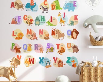 Wall Decals Alphabet Nursery Decor Woodland Animal Alphabet Poster