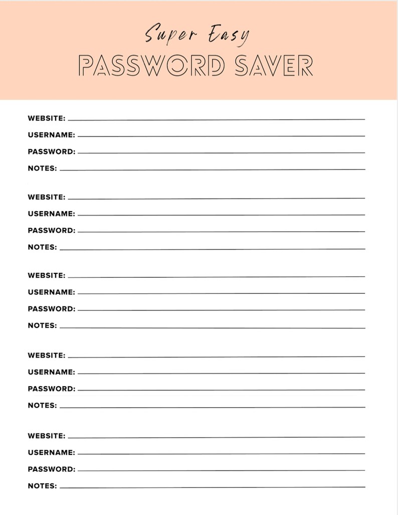 Super Easy Password Saver Password Tracker Password | Etsy