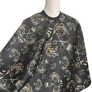 Barber Cape, Premium Hair Styling Salon Apron for Men and Women, Unisex, Black an Gold, Adjustable with two buckles, Cutting Apron