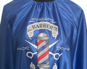 Unisex Barber Cape, Turkish Fabric, Adjustable Metal Clip closure