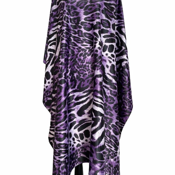 Premium Hair Styling Salon Leopard Cape for Men and Women, Unisex, Adjustable with two buckles, Black, Purple, Cutting Apron