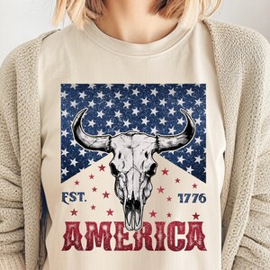 America Western Est 1776 independence Shirt, American CowGirl Retro Fourth Of July Shirt, Gift for girl, USA Red White and Blue Shirt