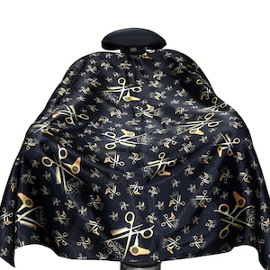 Hair Cutting Cape, Barber Cape, Unisex Beauty Salon Apron, Premium Hair Styling Adjustable with two buckles, Black an Gold, Cutting apron.