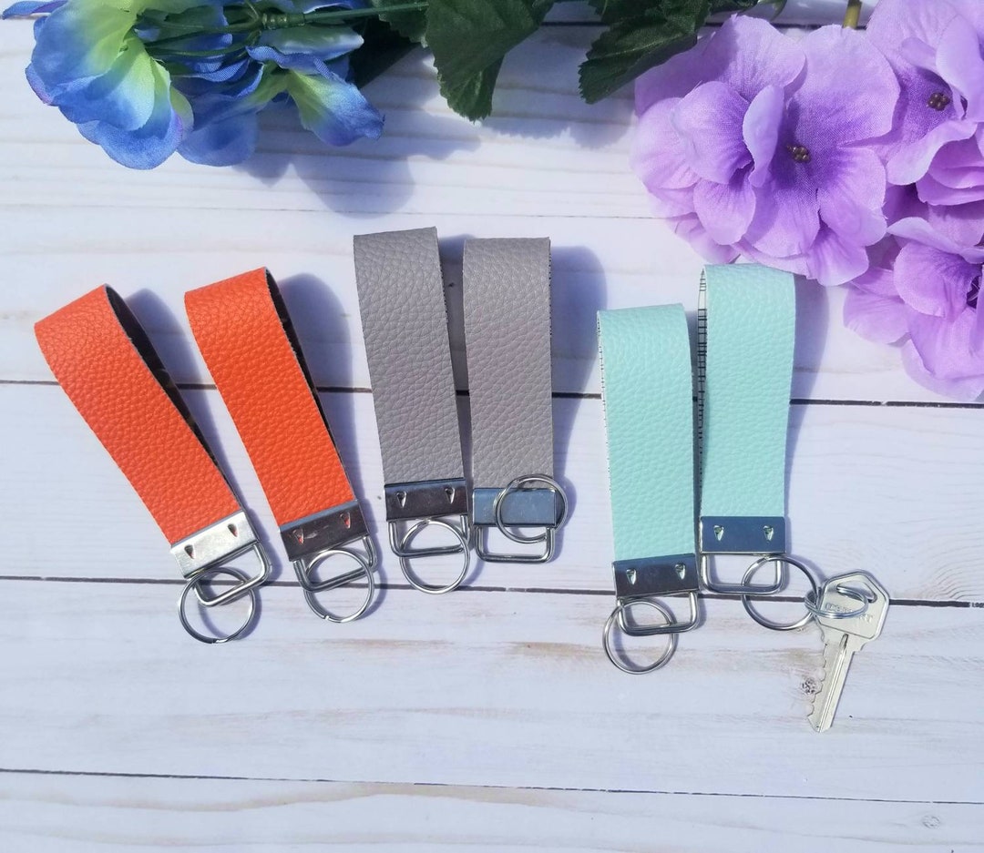 Key Fob, Faux Leather Keychain, Faux Leather Key Fob, Key Lanyard