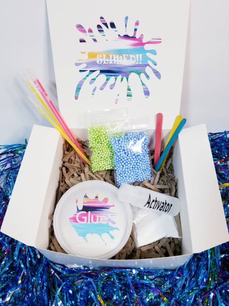 DIY Slime Kit, kids party box, birthday party favor, Slime Kit, diy slime party, diy slime kids craft, birthday party kit, activity box image 1