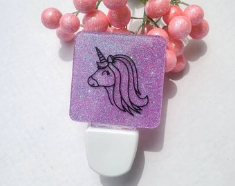 Unicorn night light, girls room night light, Unicorn dream night light,  blue color night light