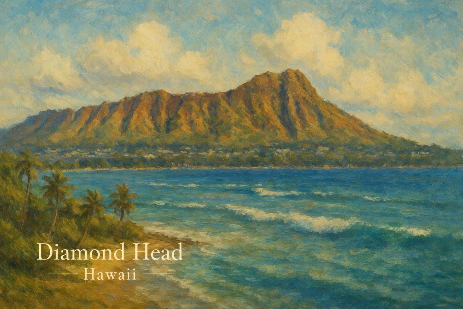 Diamond Head Hawaii Painting - Etsy